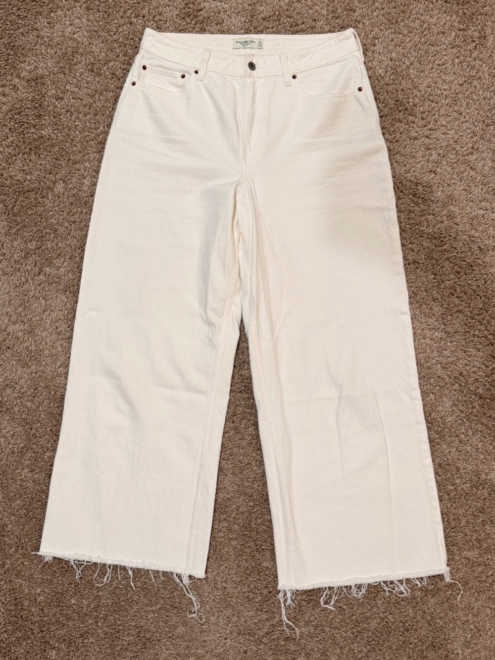 Abercrombie the crop high rise wide leg curve love jeans